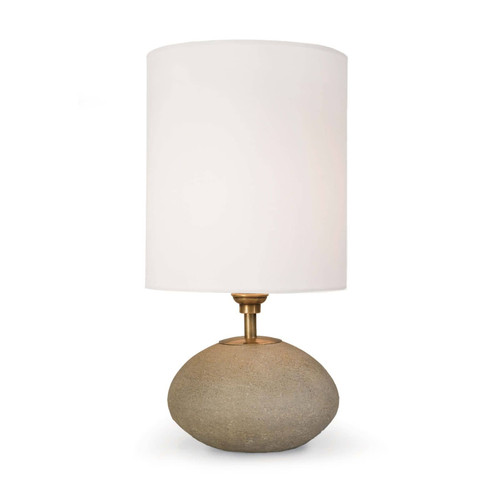 Concrete orb mini lamp with white linen shade